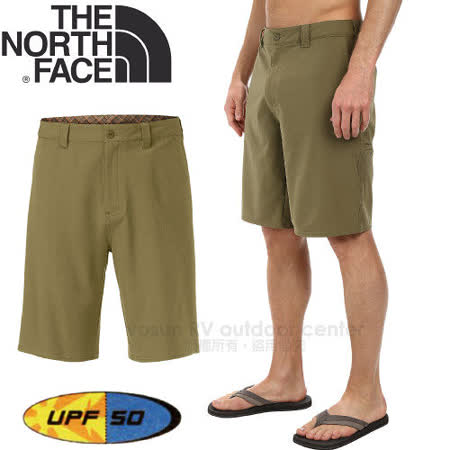 【The North Face】男新款 輕量透氣快乾彈性10吋短褲.防曬休閒短褲.UPF50/CFX0 深橄綠✿30E010